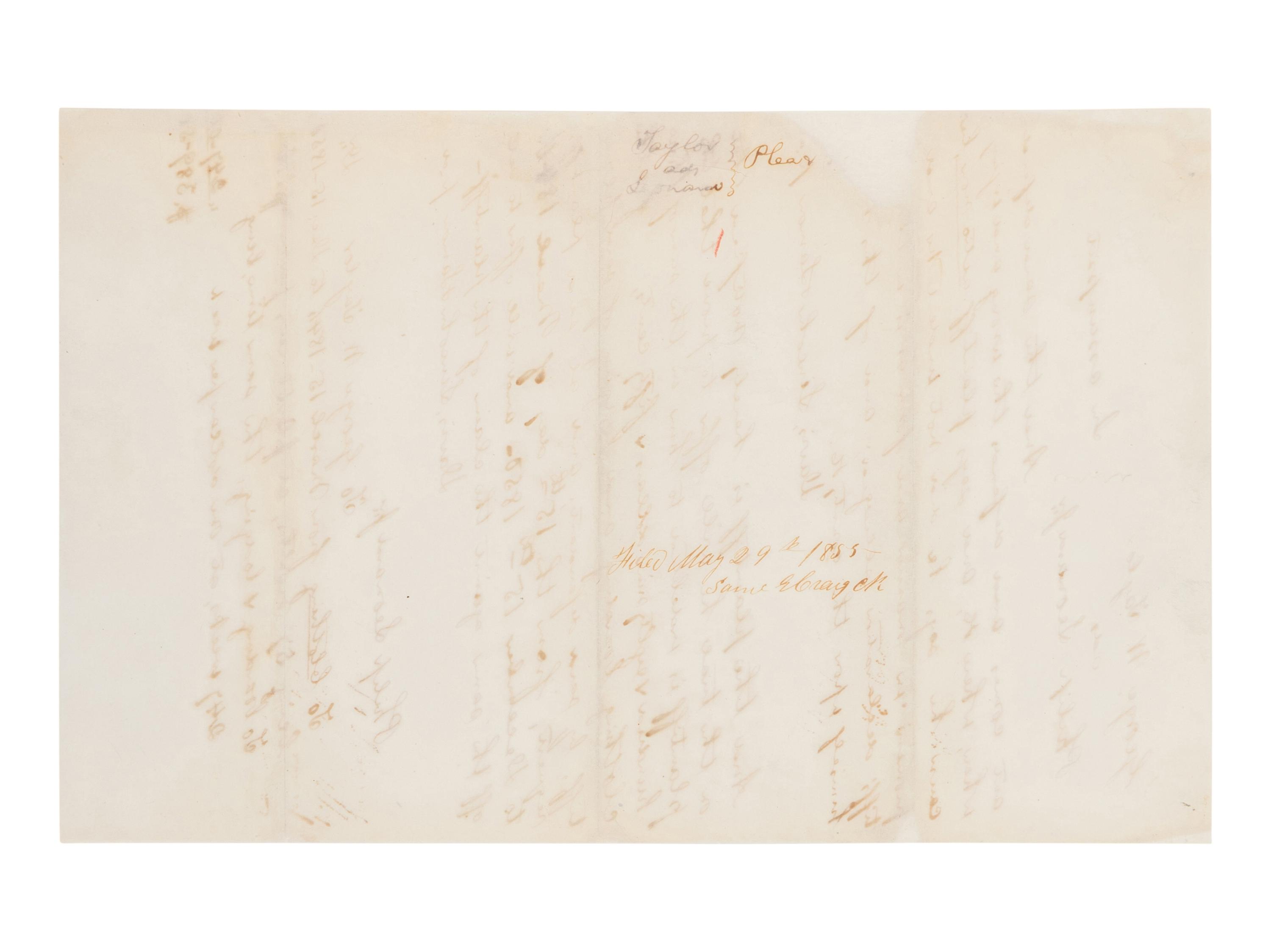LINCOLN, Abraham (1809-1865). Autograph legal document signed ("Davis, Lincoln, Lamon"), [Springfield], [filed] 29 May 1855.