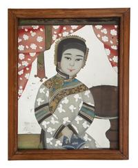 A Pair of Chinese Reverse Paintings on Mirrored Glass