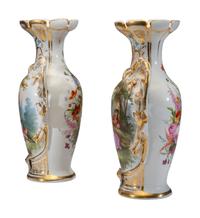 A Pair of Old Paris Porcelain Vases with Courtship Scenes