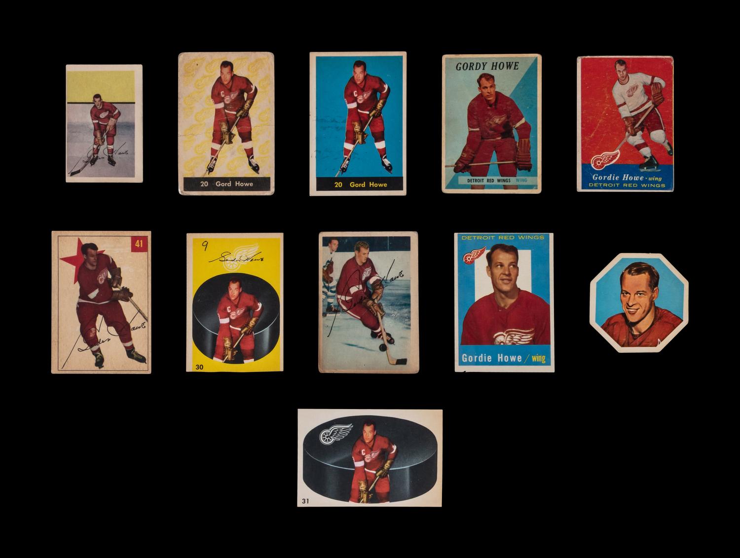 A Collection of 1950s-60s Gordie Howe Hockey Cards (11 Total)