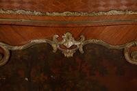 A Louis XV Style Gilt Bronze Mounted Parquetry and Vernis Martin Marble-Top Cabinet