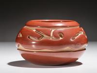 Carved Redware Pottery Bowl