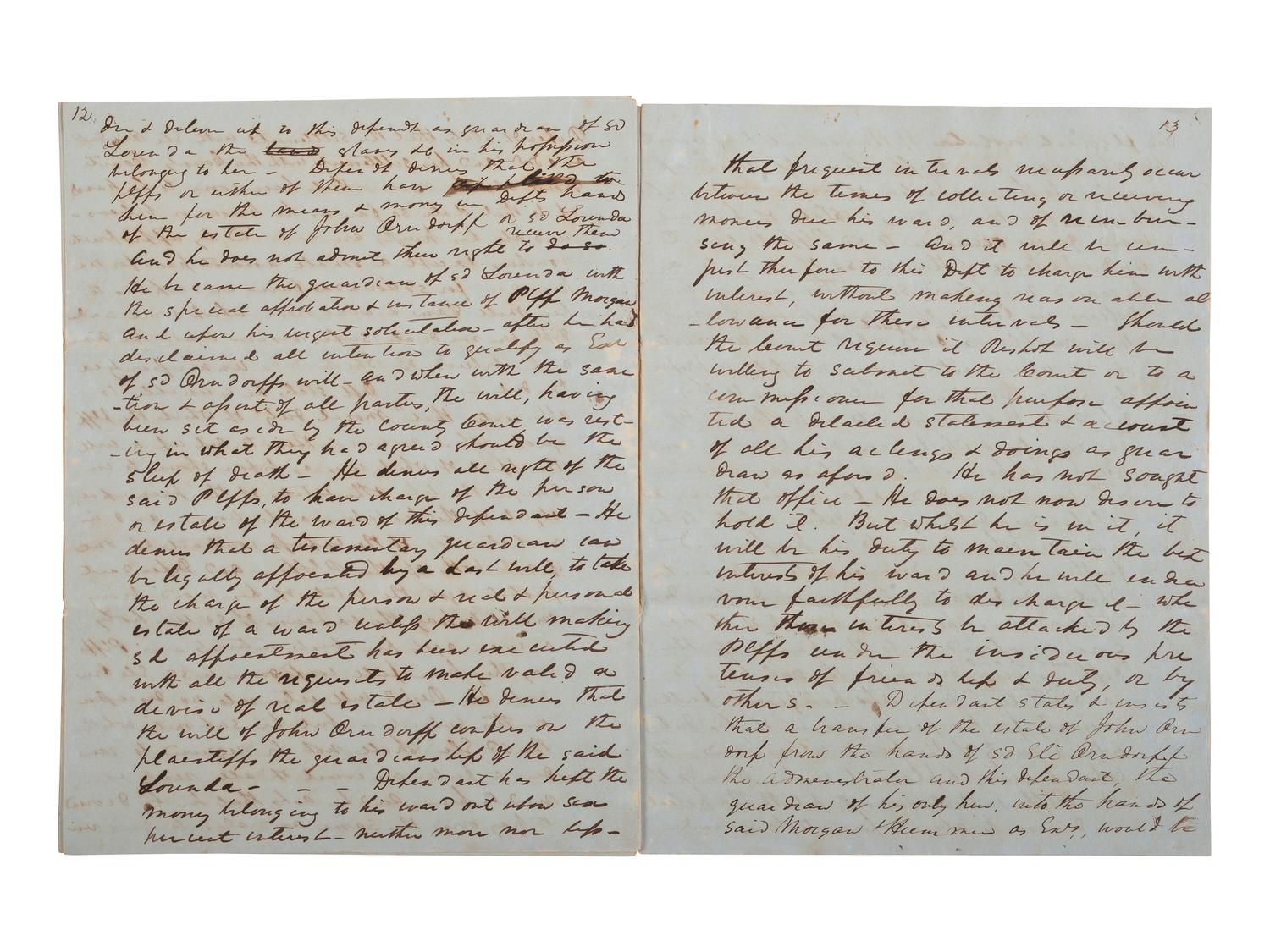 [ENSLAVEMENT & ABOLITION]. A group of 2 legal documents related to cases involving enslaved persons.