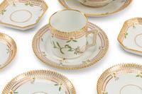 Fourteen Royal Copenhagen Flora Danica Porcelain Articles