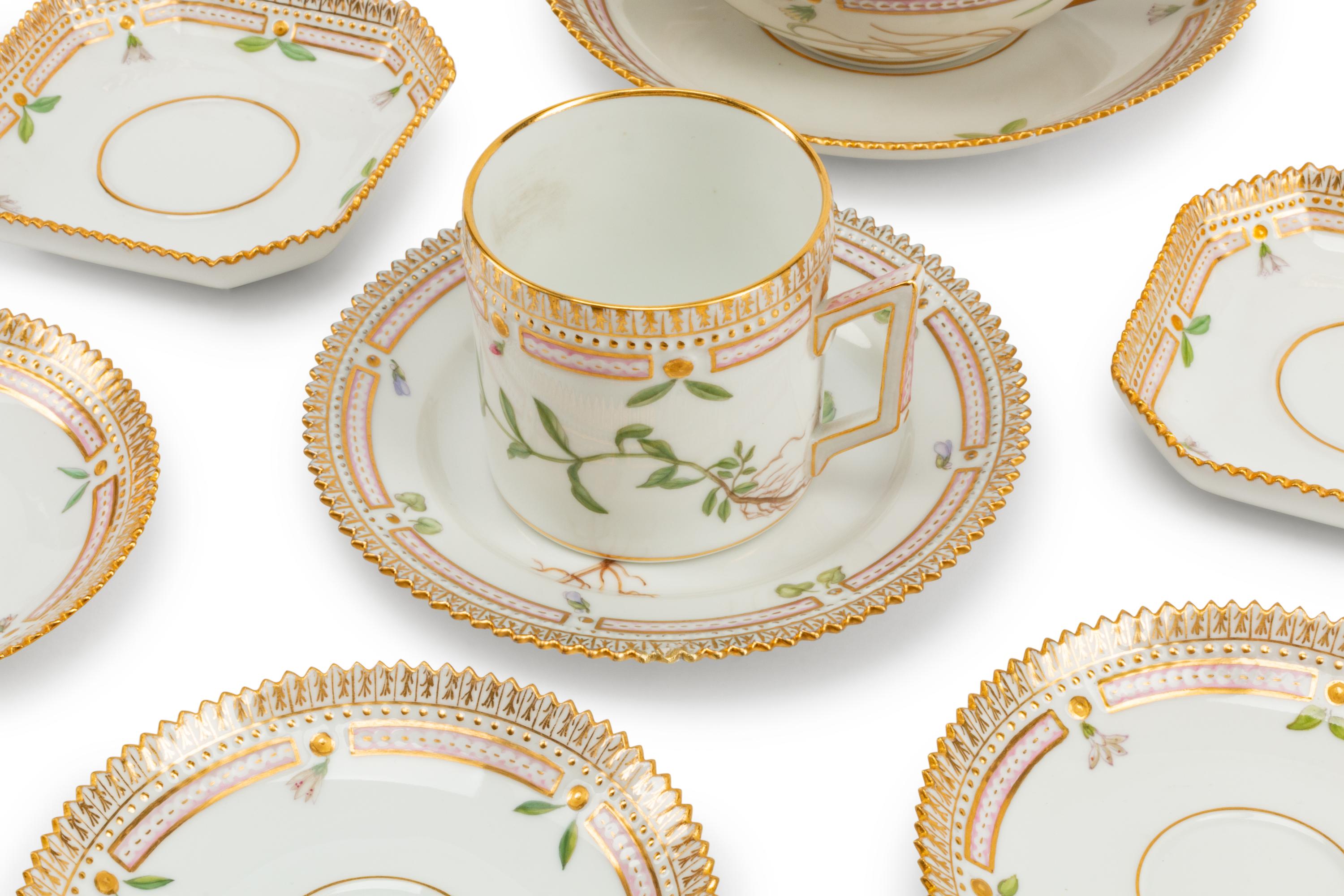 Fourteen Royal Copenhagen Flora Danica Porcelain Articles