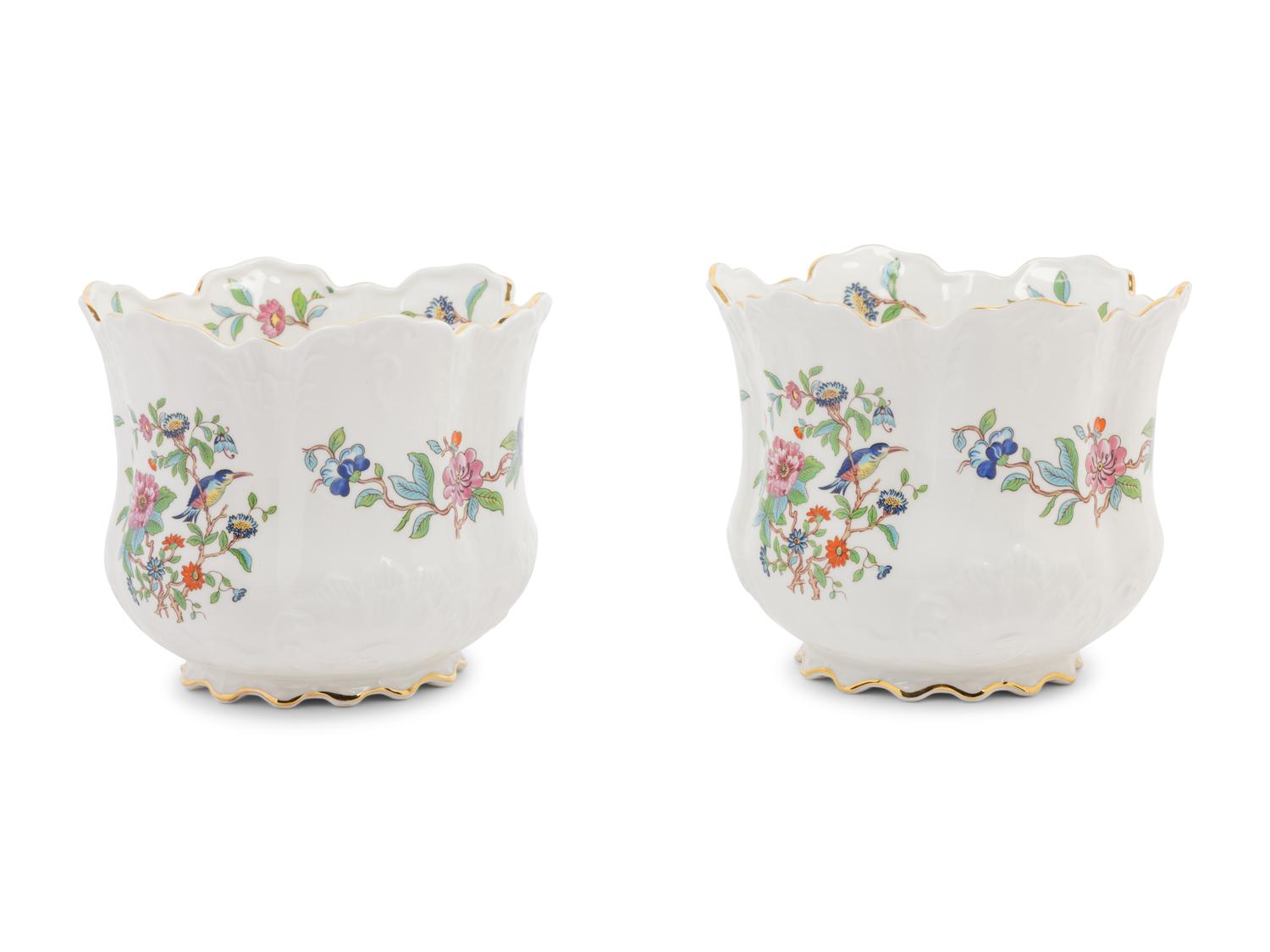 A Pair of Aynsley Porcelain Cache Pots