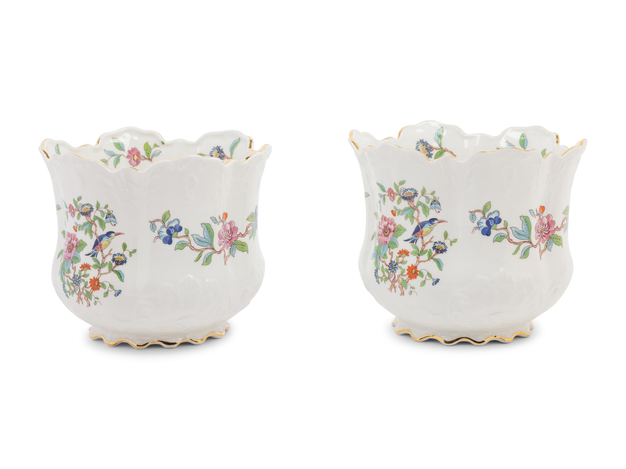 A Pair of Aynsley Porcelain Cache Pots