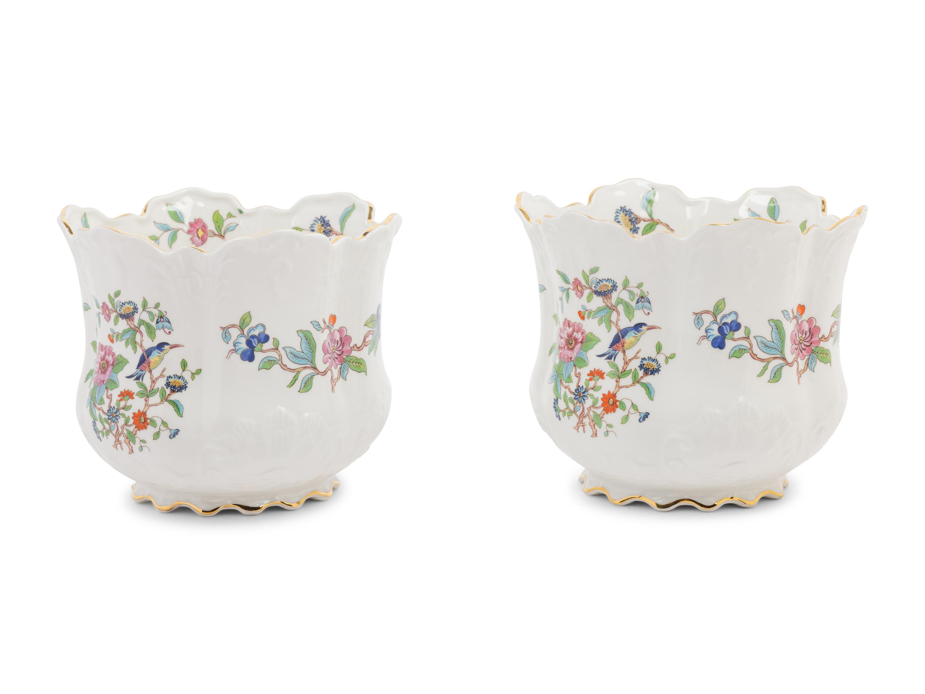 A Pair of Aynsley Porcelain Cache Pots