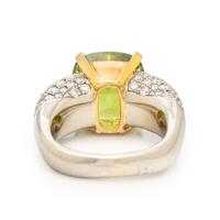 Peridot, Diamond, and White Gold Ring