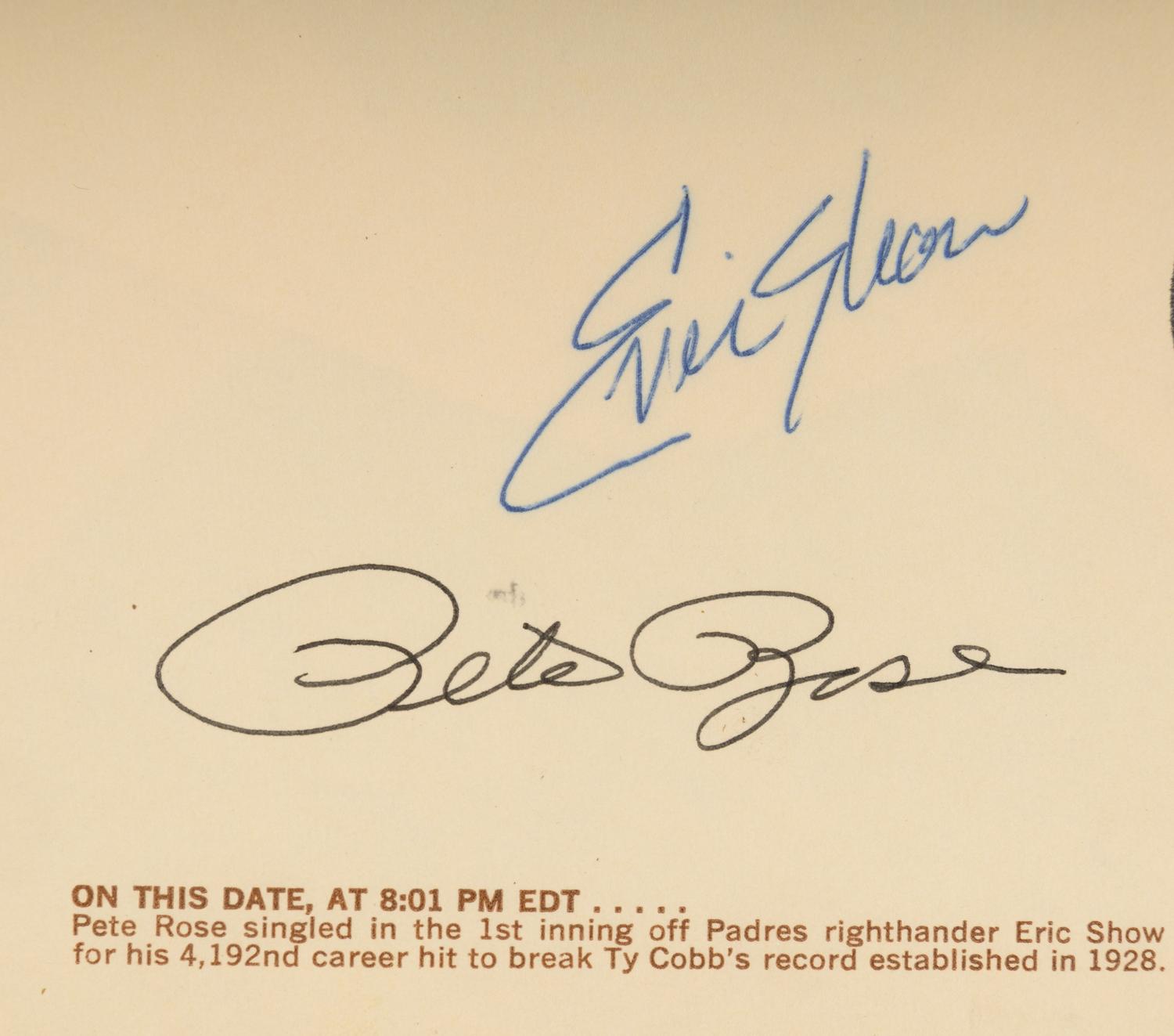 An Uncommon Pete Rose / Eric Show Dual Signed Autograph 4,192 Sept. 11, 1985 Postmarked Cachet,