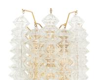 A Pair of Brass and Glass Three-Light Sconces by Kalmar Franken