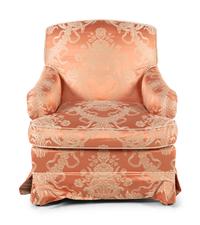 A Damask-Upholstered Lounge Chair