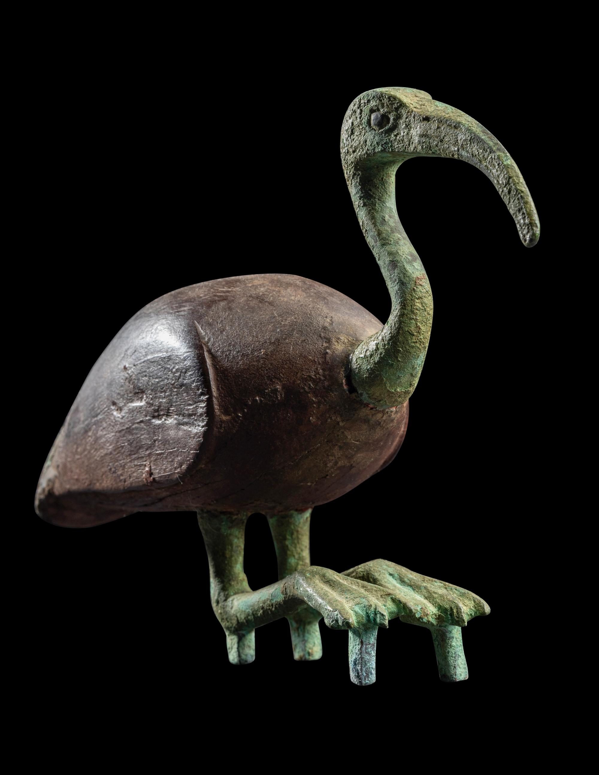 An Egyptian Wood and Bronze Ibis