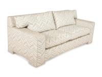 A Pair of Contemporary French Chevron Patterned Upholstered Sofas