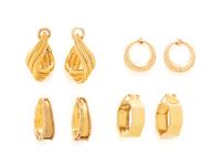 COLLECTION OF YELLOW GOLD HOOP EARCLIPS