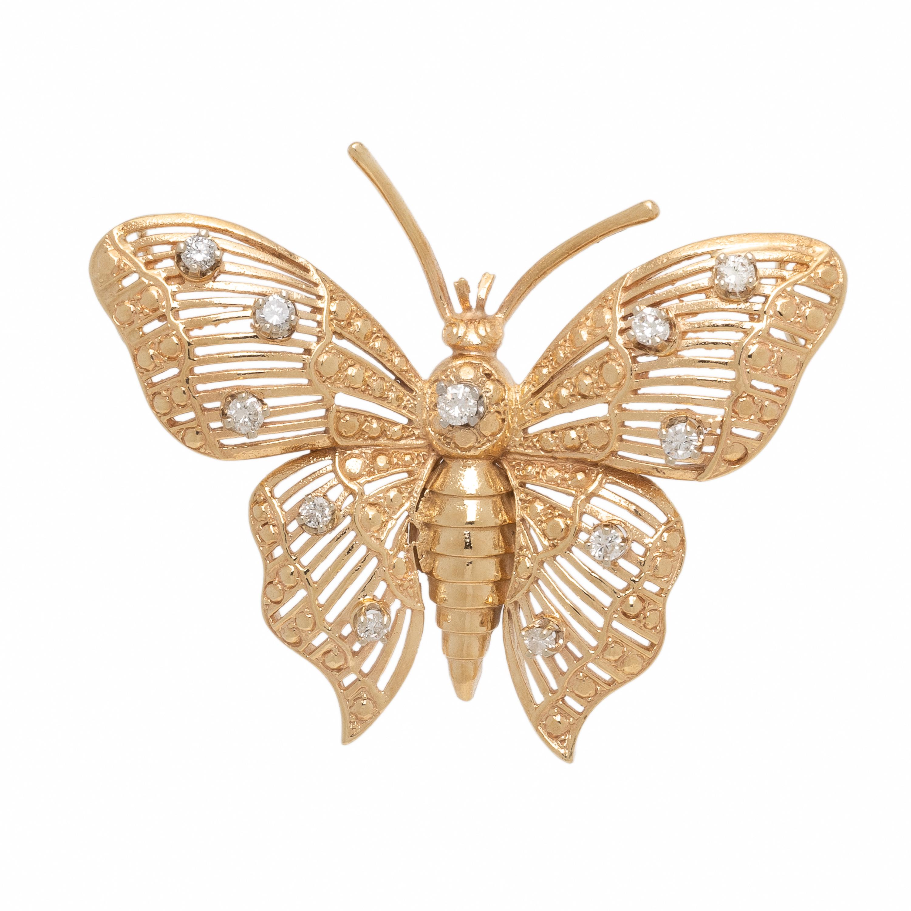 Yellow Gold and Diamond Butterfly Slide Pendant