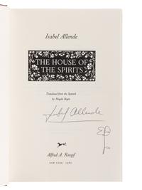 ALLENDE, Isabel (b. 1942). The House of the Spirits . New York: Alfred A. Knopf, 1985.