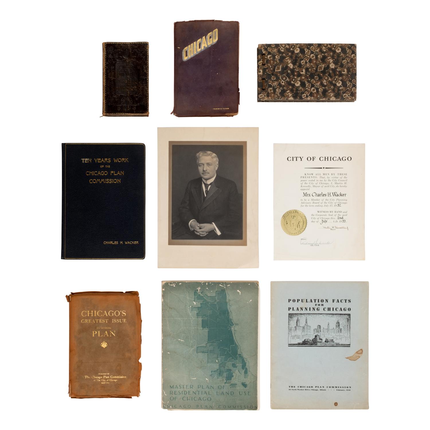 [Chicago]. [Wacker, Charles H. (1856-1929)]. An extensive archive including personally owned items and letters received by Chicago businessman and philanthropist Charles H. Wacker.