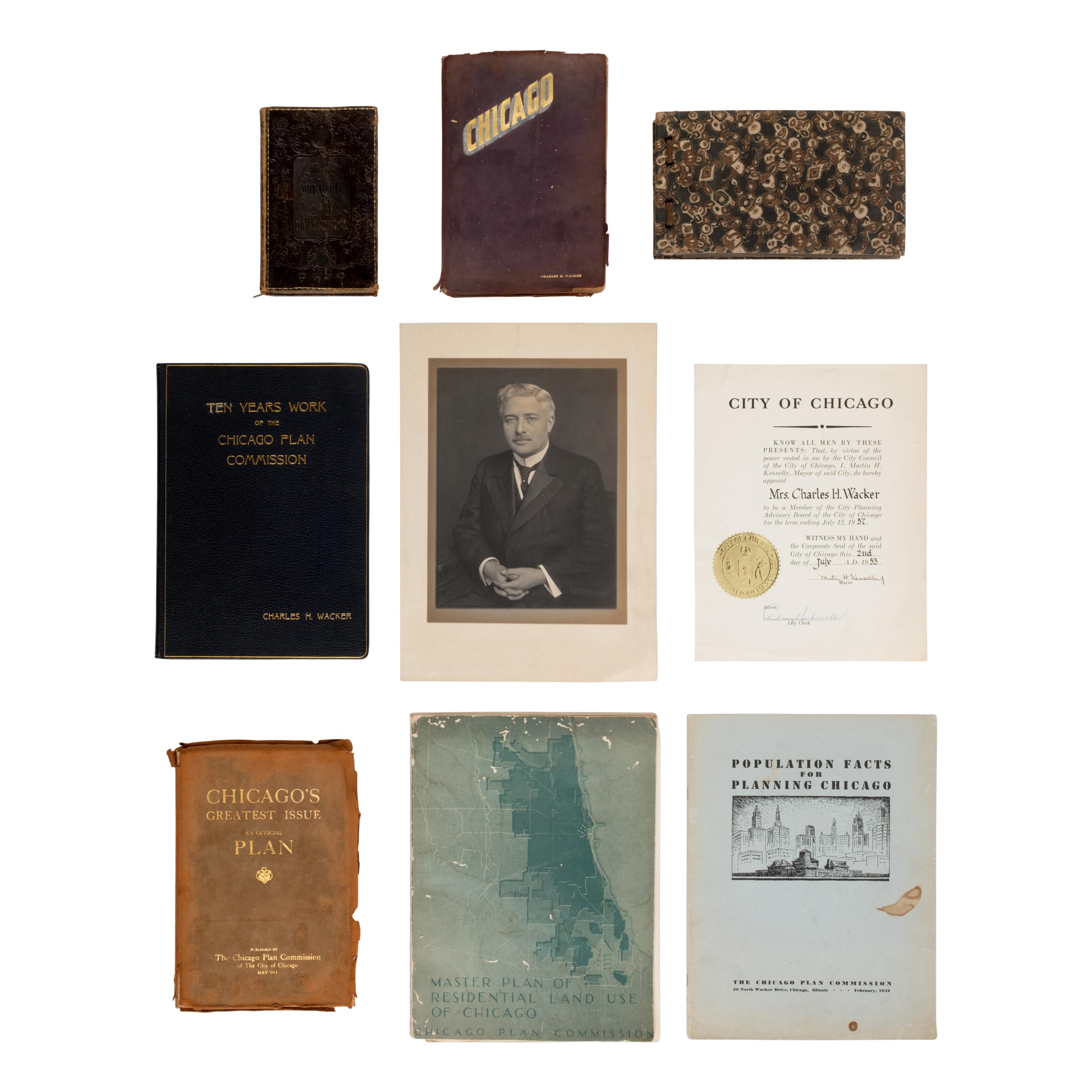 [Chicago]. [Wacker, Charles H. (1856-1929)]. An extensive archive including personally owned items and letters received by Chicago businessman and philanthropist Charles H. Wacker.