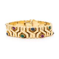 Multigem and Yellow Gold Bracelet