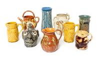 A Collection of Majolica and Glazed Ceramic Articles Height of tallest 10 inches.