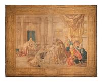 An Italian Painted Tapestry Depicting Esther Supplicating for the Lives of Her People