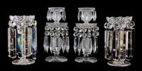 Two Pairs of Cut Crystal Lusters Height of taller 9 5/8 inches, width of shorter 4 3/4 inches, width of taller 4 inches. — 19TH CENTURY