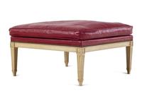 A Louis XVI Style Painted and Leather-Upholstered Ottoman