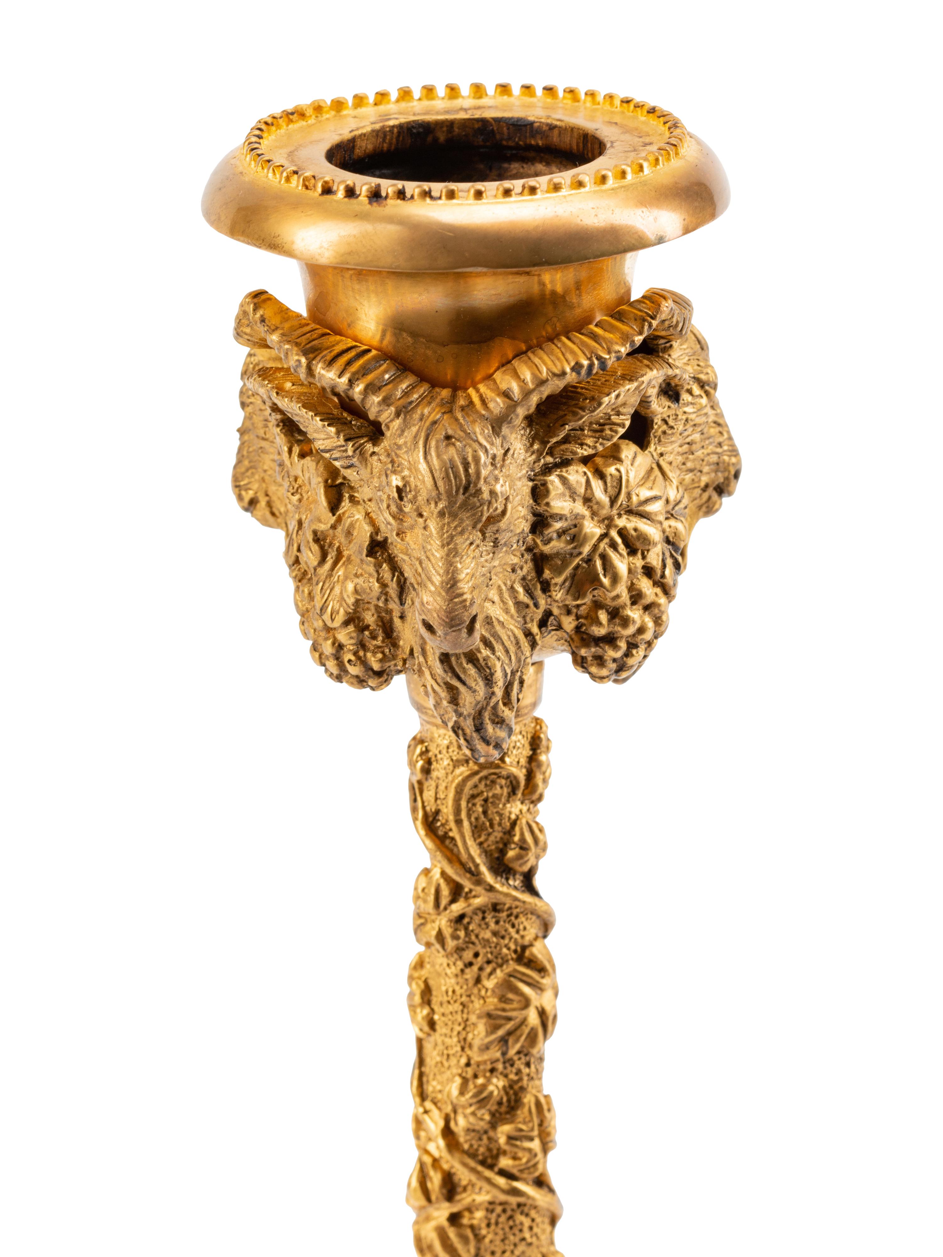 A Pair of Neoclassical Style Gilt Bronze Candlesticks