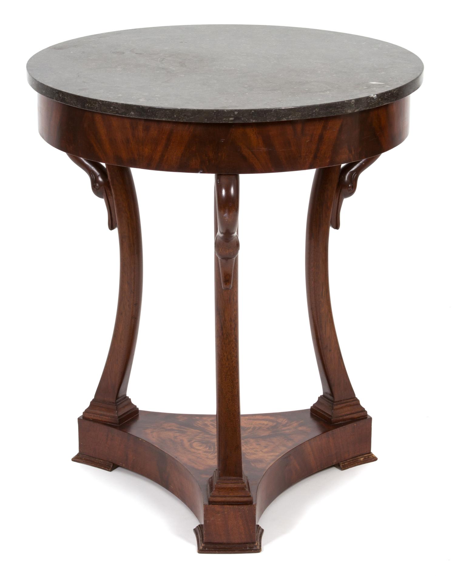 A Louis Philippe Style Marble Top Center Table Height 29 1/2 x diameter 25 1/2 inches. — 20TH CENTURY