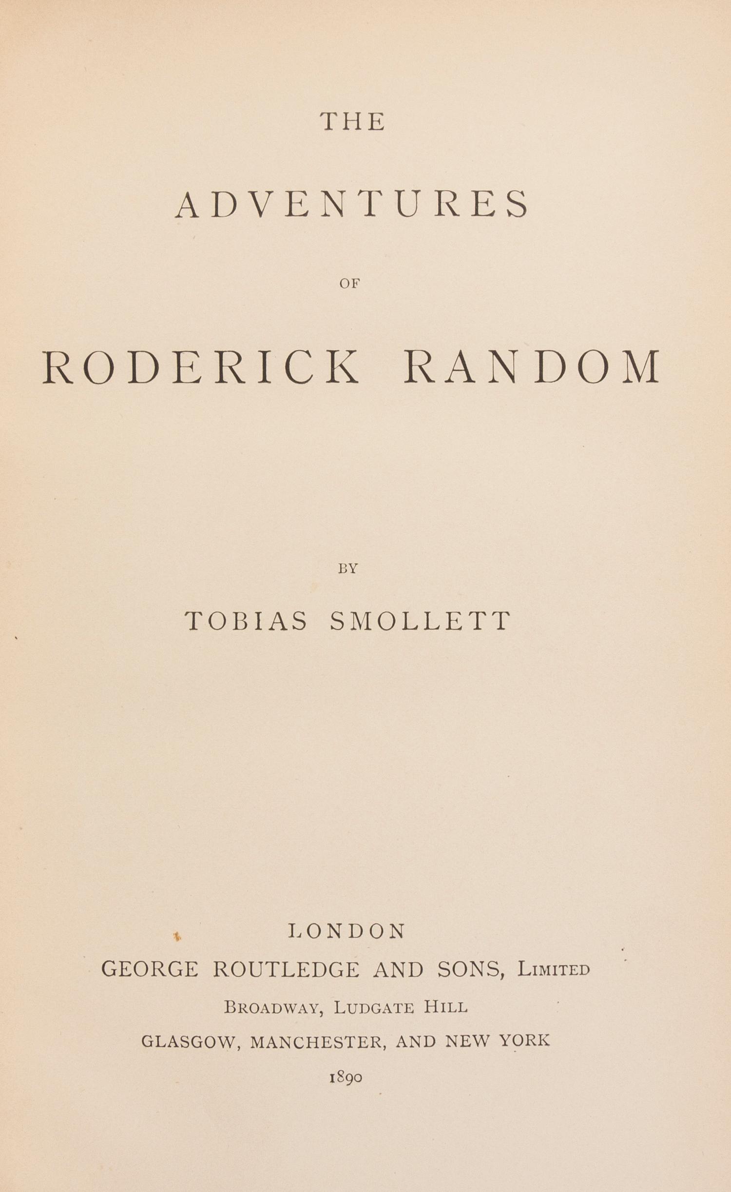 (BINDINGS) SMOLLETT, TOBIAS AND HENRY FIELDING. Fielding's Works, 5 vols., together with Smollett's Works, 6 vols. London, 1886, 1890.