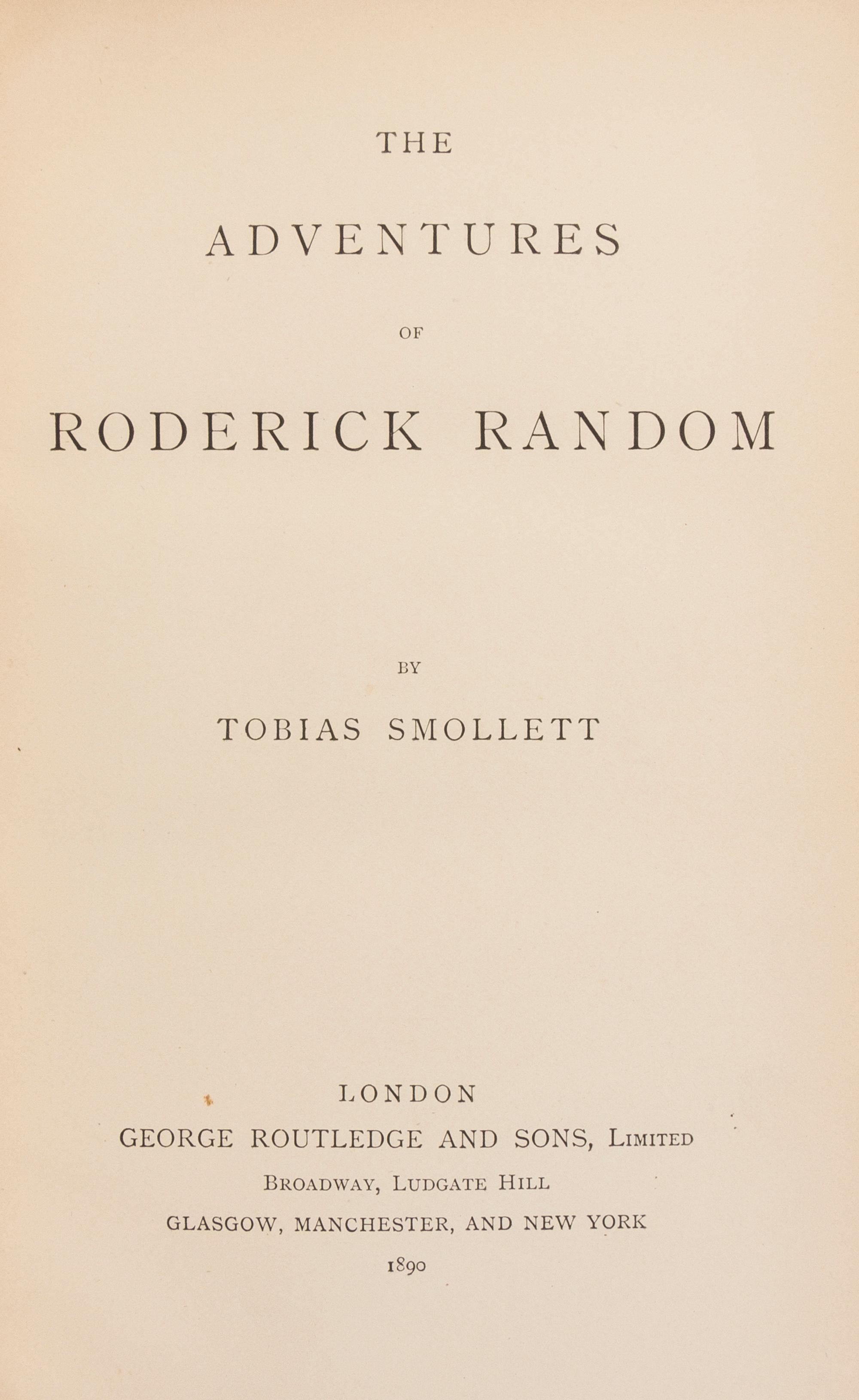 (BINDINGS) SMOLLETT, TOBIAS AND HENRY FIELDING. Fielding's Works, 5 vols., together with Smollett's Works, 6 vols. London, 1886, 1890.