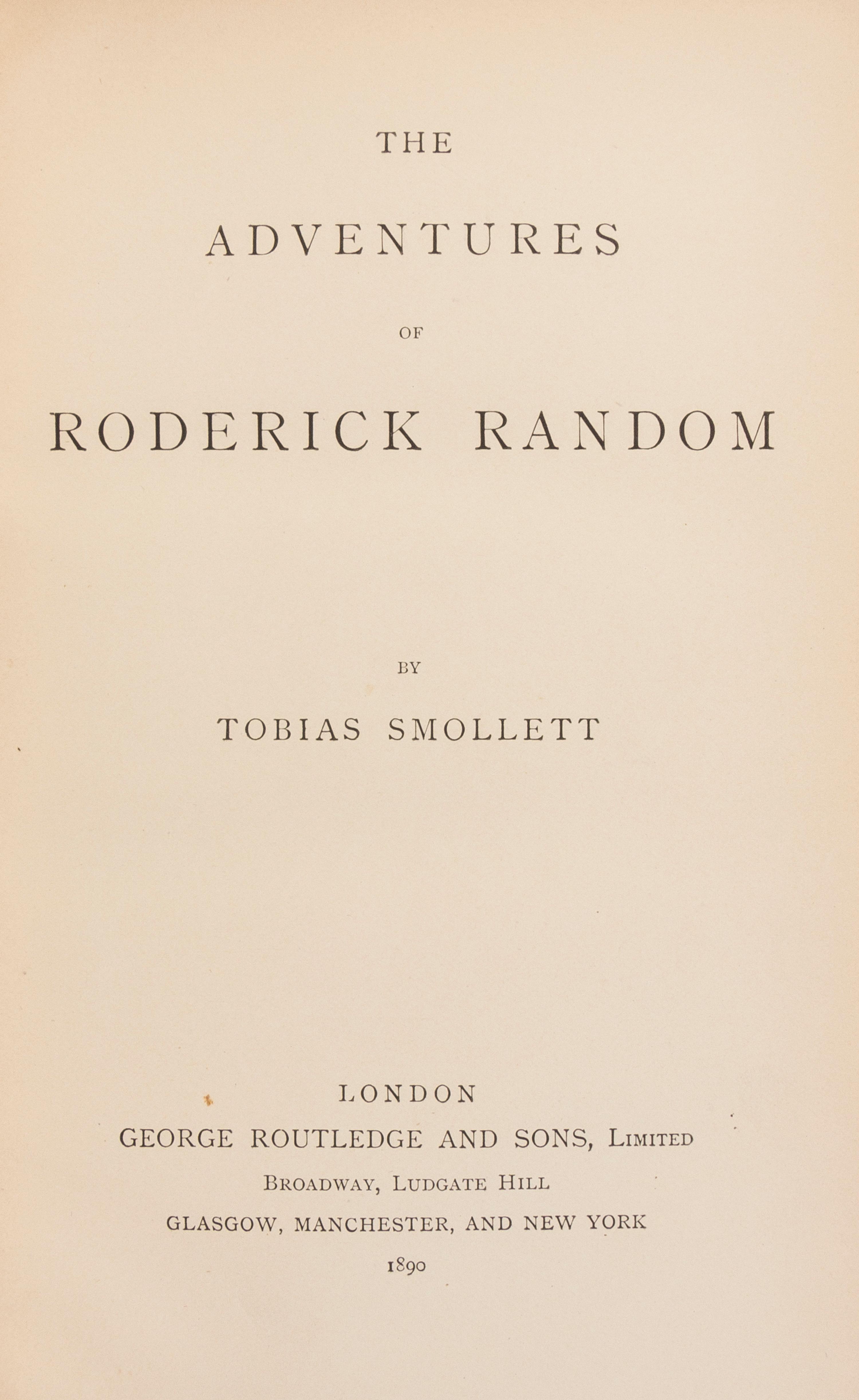 (BINDINGS) SMOLLETT, TOBIAS AND HENRY FIELDING. Fielding's Works, 5 vols., together with Smollett's Works, 6 vols. London, 1886, 1890.