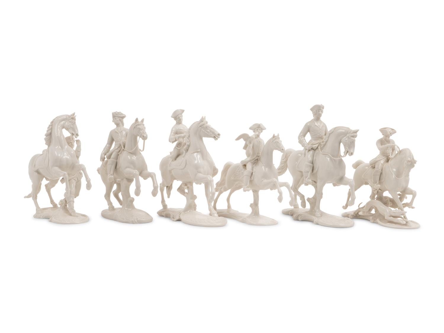A Group of Twelve Nymphenburg Porcelain Equestrian Groups