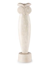 A White Marble Owl Sculpture