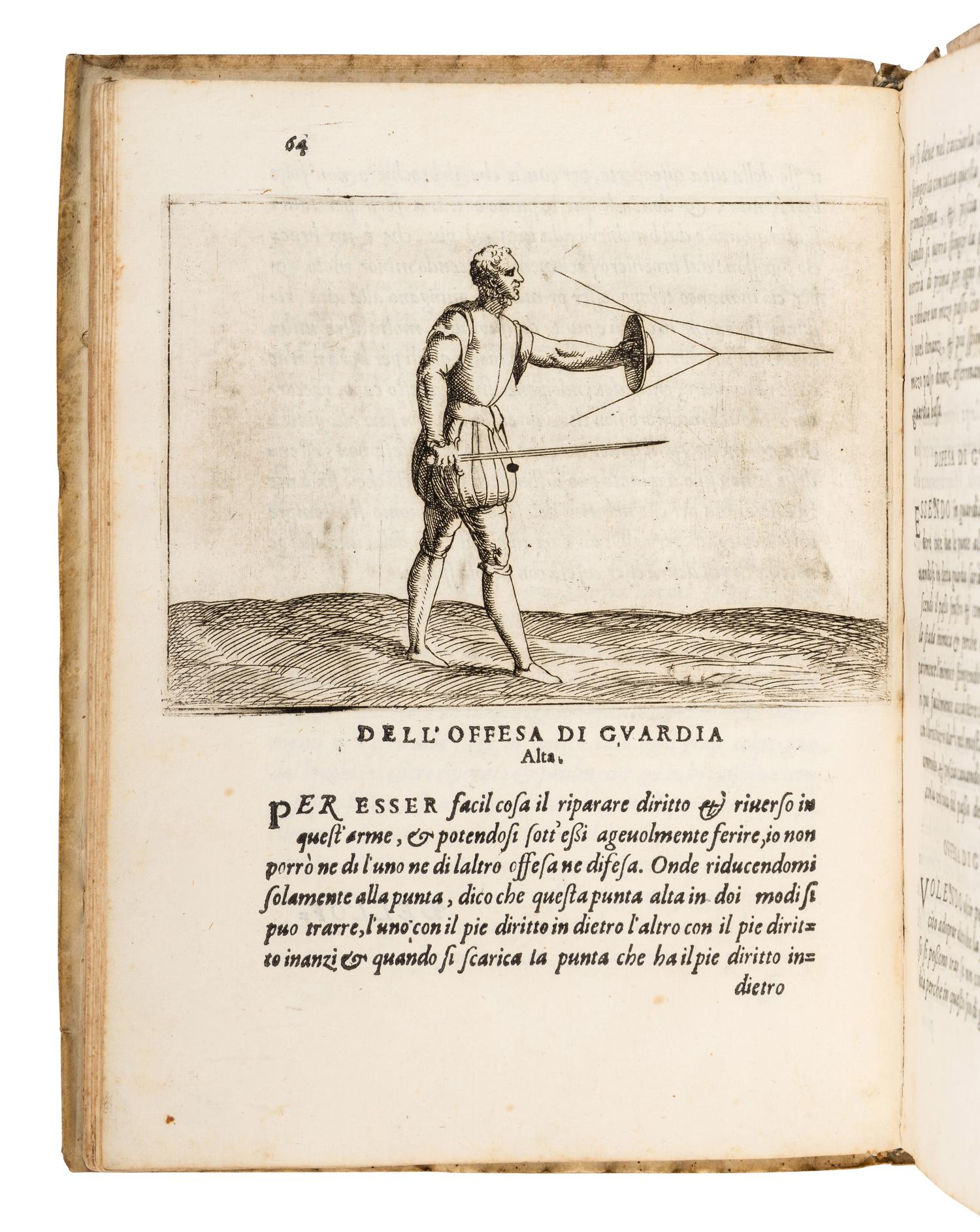 GRASSI, Giacomo di. Ragione di Adoprar sicuramente l'arme si da offesa, come da difesa, con un Trattato dell'inganno et con un modo di essercitarsi da se stesso, per acquistare forza, giudicio et prestezza . Venice: Giordano Ziletti, 1570.