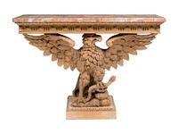 A Pair of George II Style Carved Pine Marble-Top Pier Tables