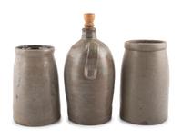 Two Cobalt-Decorated Stoneware Canners and Jug