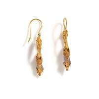 A Pair of Greek Gold and Chalcedony Earrings with Goat Heads