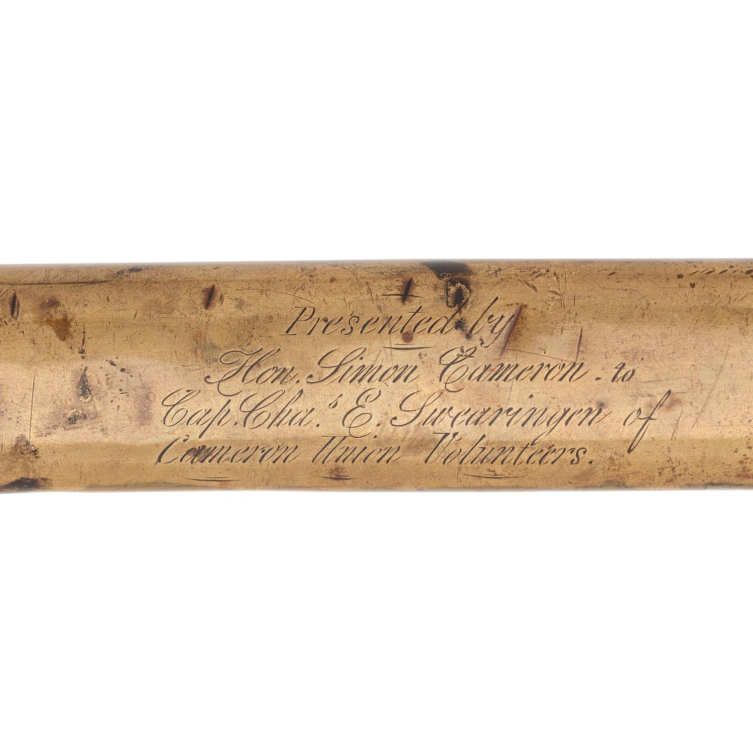 Lady Liberty Hilt Horstmann Presentation Militia Officer's Sword of Captain Charles Swearingen given by Secretary of War Simon Cameron