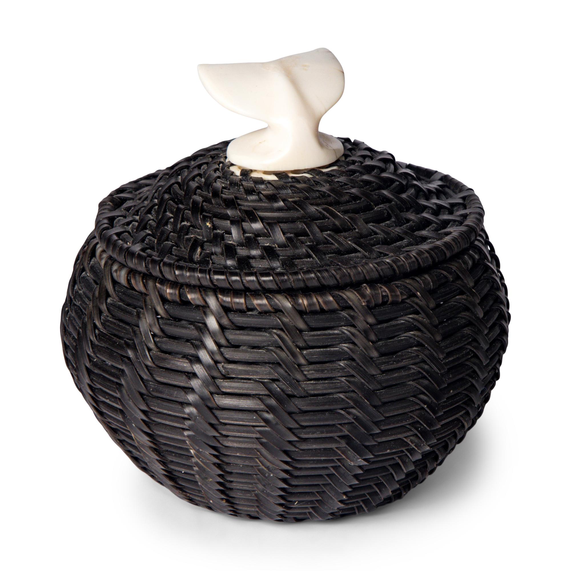 James Omnik (Iñupiaq, 20th century) — Baleen Basket, with Whale Tail Finial