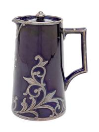 A Silver Overlay Lenox Porcelain Pitcher