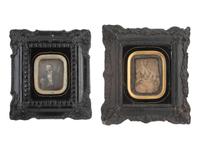 [EARLY PHOTOG.]. 13 daguerreotypes in rectangular wall frames, some with French Daguerreian labels.