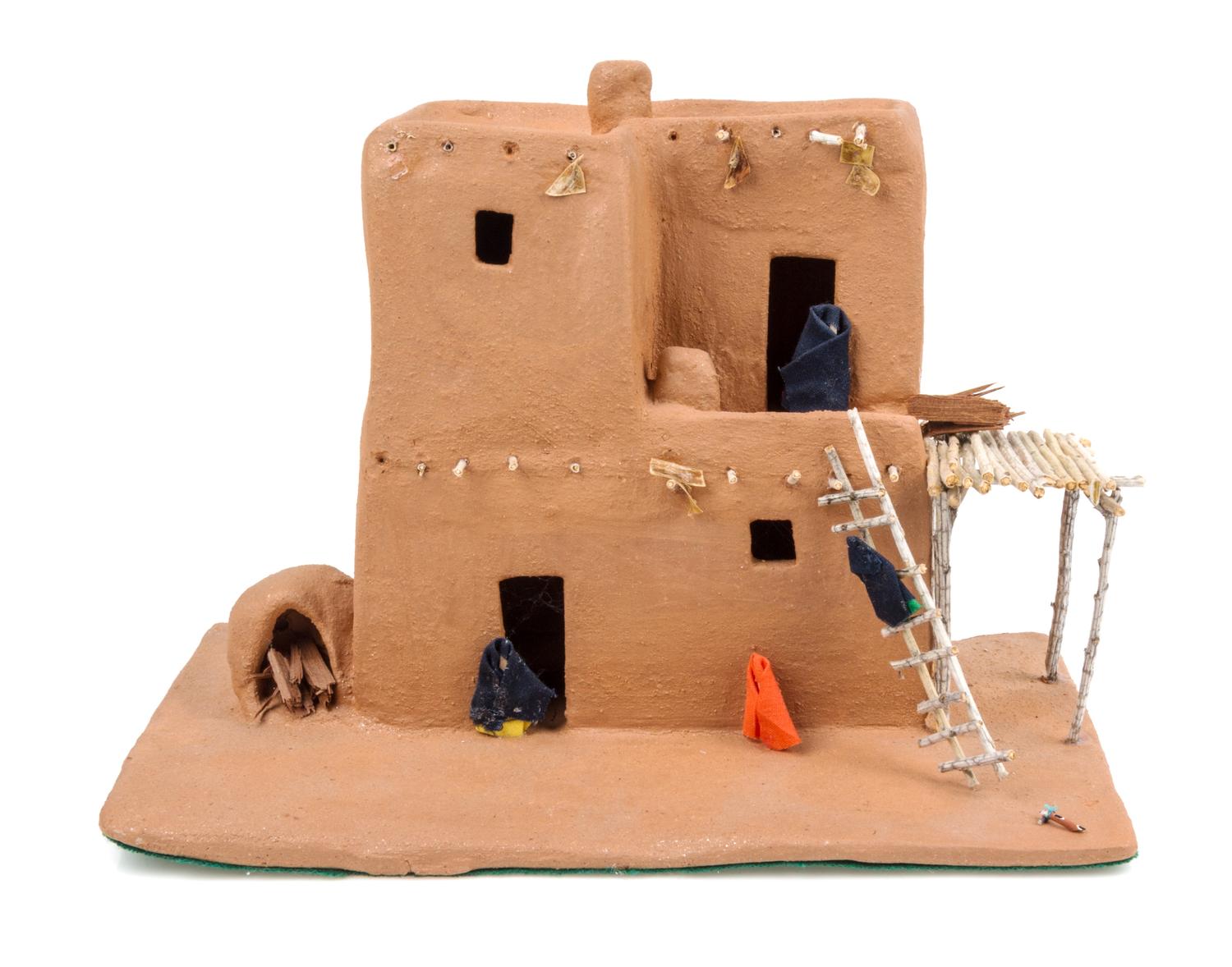 Two Models of Adobe Dwellings Height of tallest 7 3/4 inches.