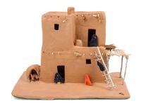 Two Models of Adobe Dwellings Height of tallest 7 3/4 inches.
