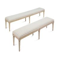 A Group of Two of Louis XVI Style Cream-Painted Benches