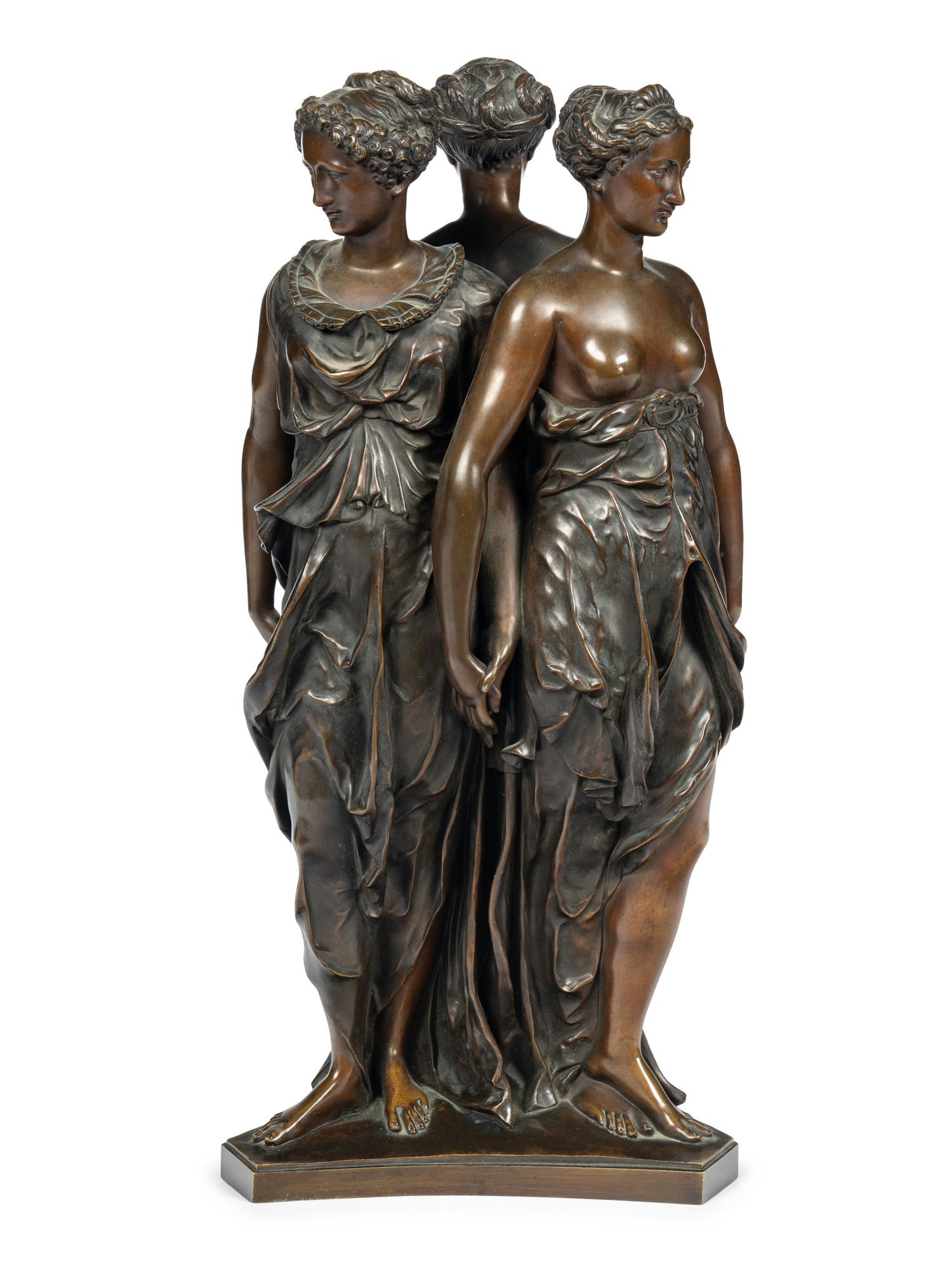 A French Bronze and Marble Figural Clock