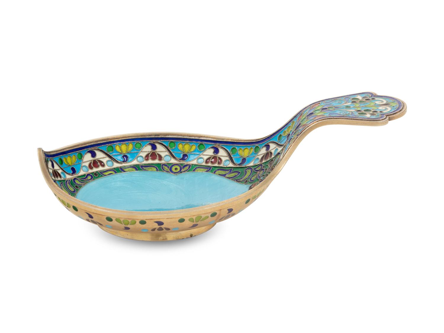 A Russian Plique-à-Jour and Guilloché Enameled Silver Kovsh