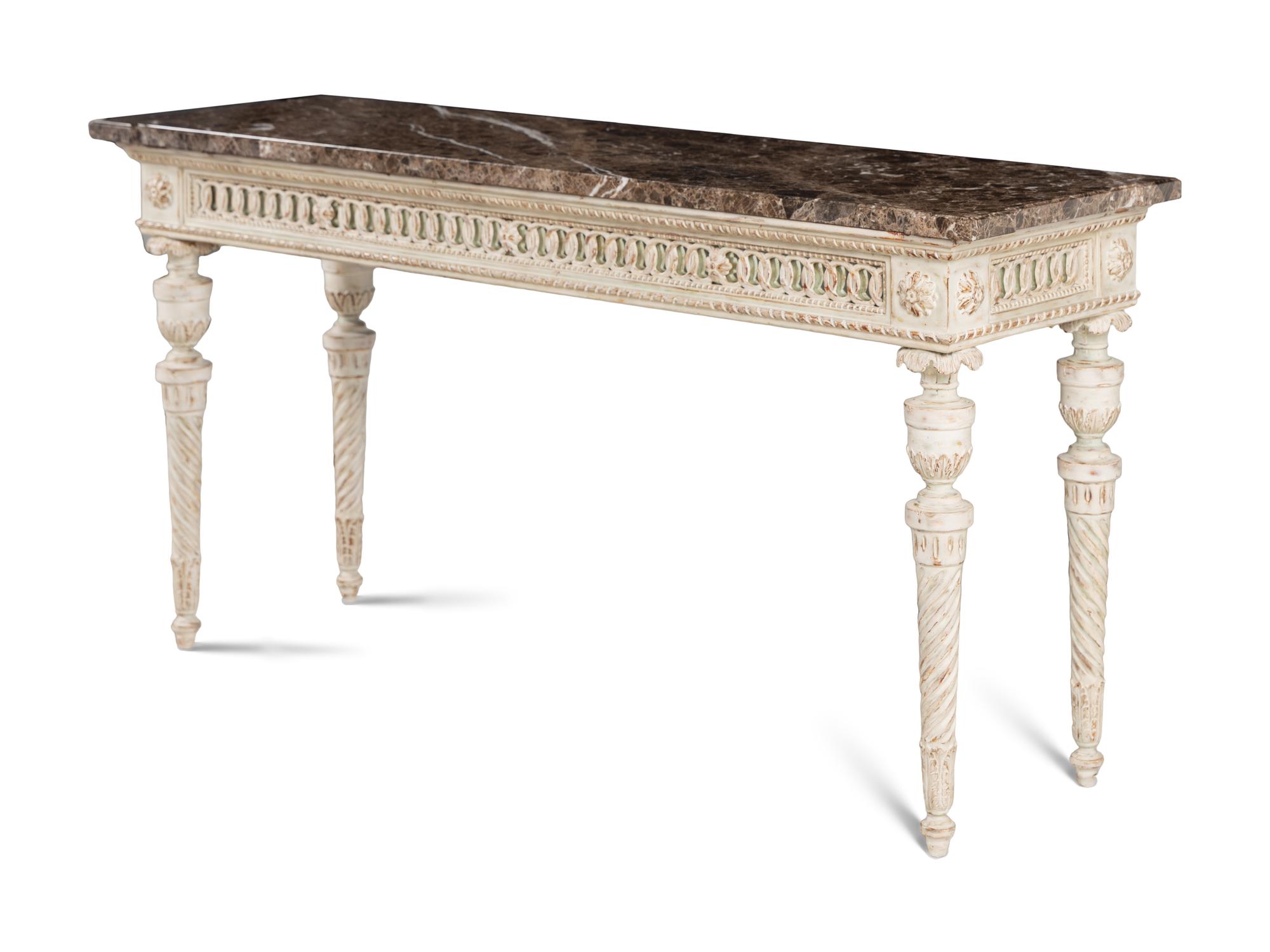 A Louis XVI Style Painted Marble-Top Table