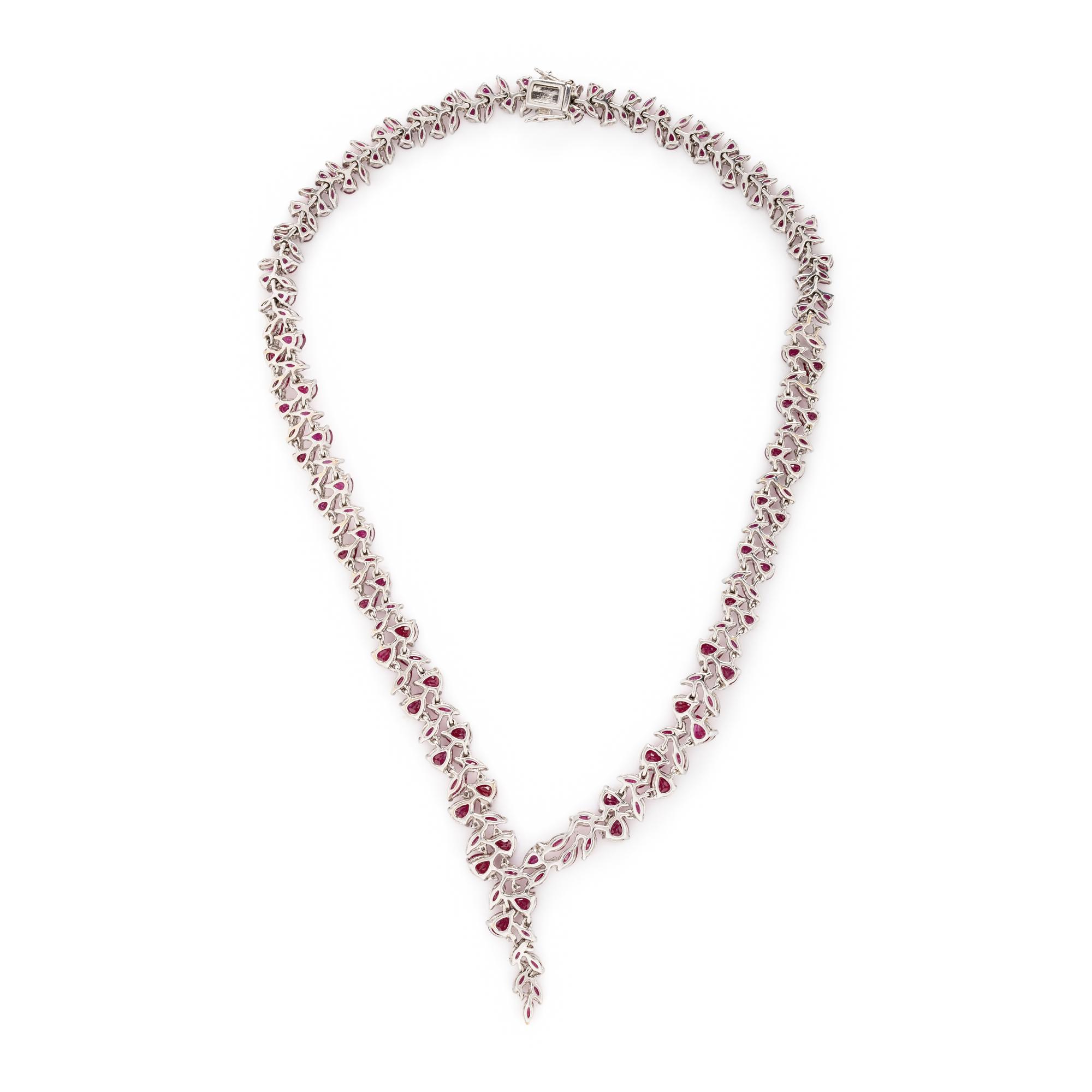 RUBY, DIAMOND, AND WHITE GOLD NECKLACE